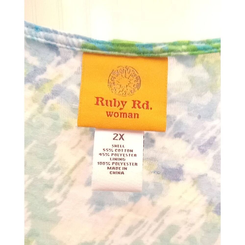 NWT Ruby Rd. Blue & green, tank top. Size 2X - Picture 6 of 8
